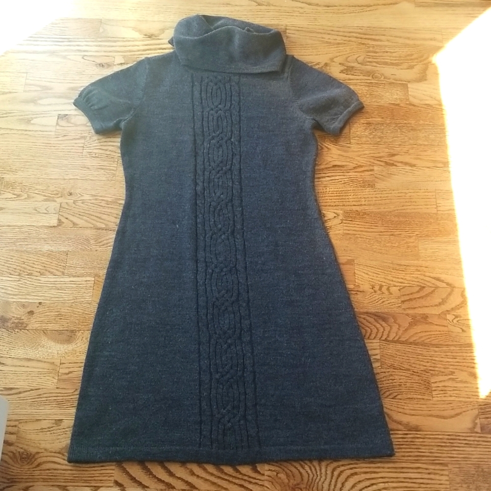 (M) Kenar Knit Sweater Dress Turtleneck Cozy Cabin Cottagecore Neutral